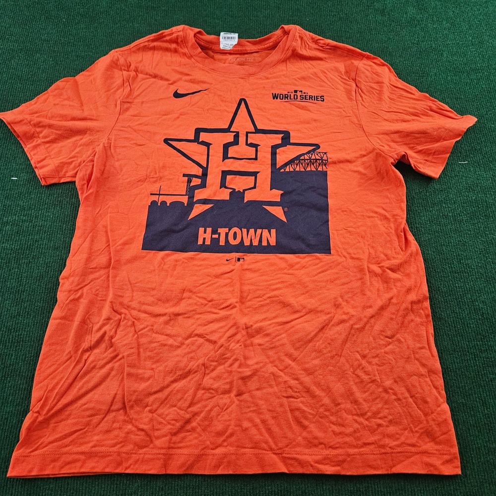 Nike Houston Astros MLB World Series T Shirt Orange Navy Men's Medium‎